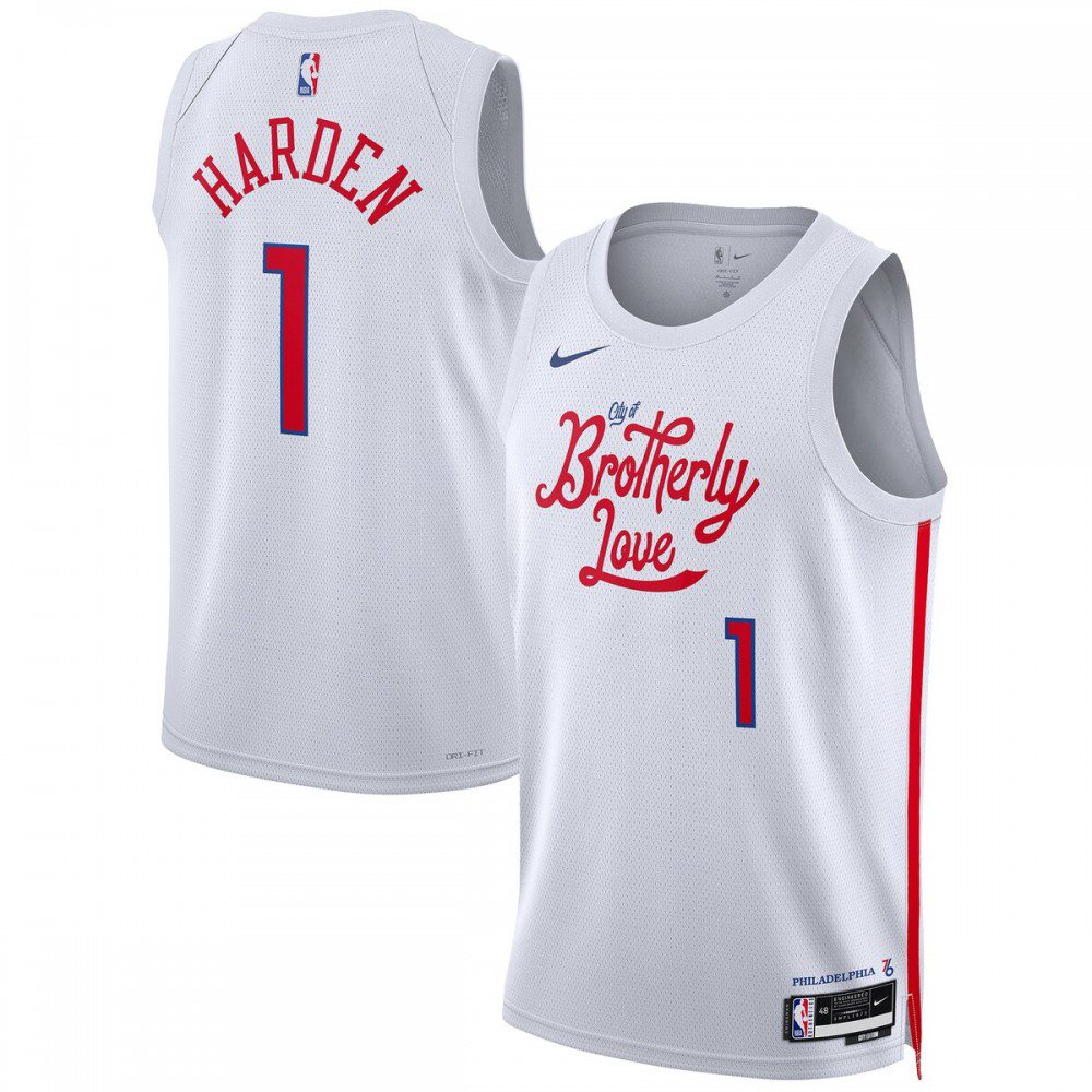 James Harden Philadelphia 76ers Unisex 2022/23 Swingman Jersey - City Edition - White-Pro Kit Vault | Brand New 26/27 Sports Jerseys